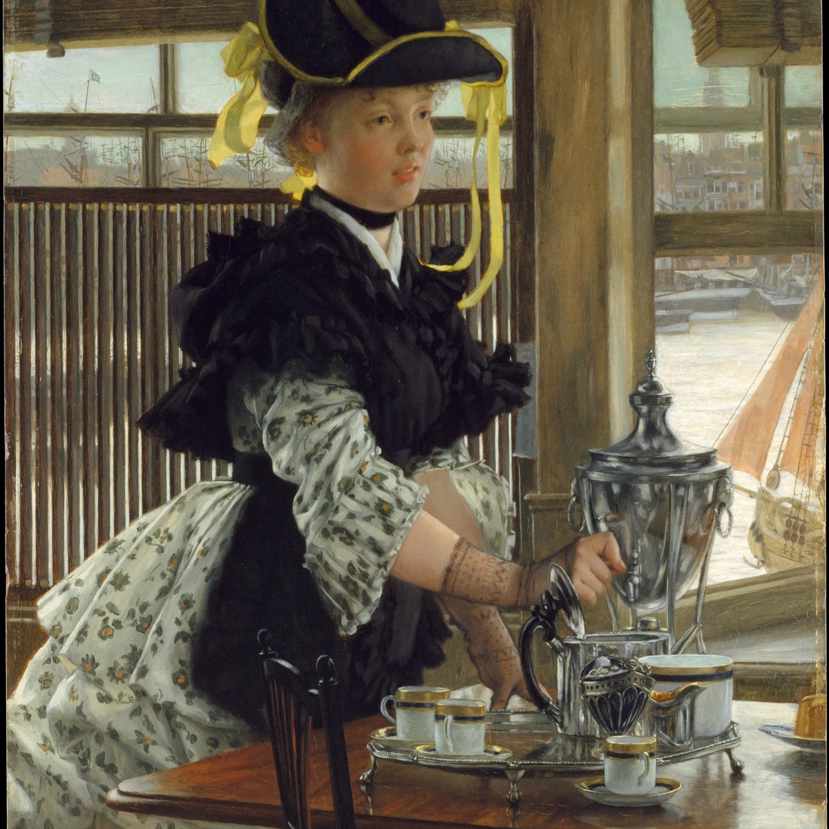 Victorian Lady Serving Tea by the Window - People Oil Painting - Oil Painting Haven