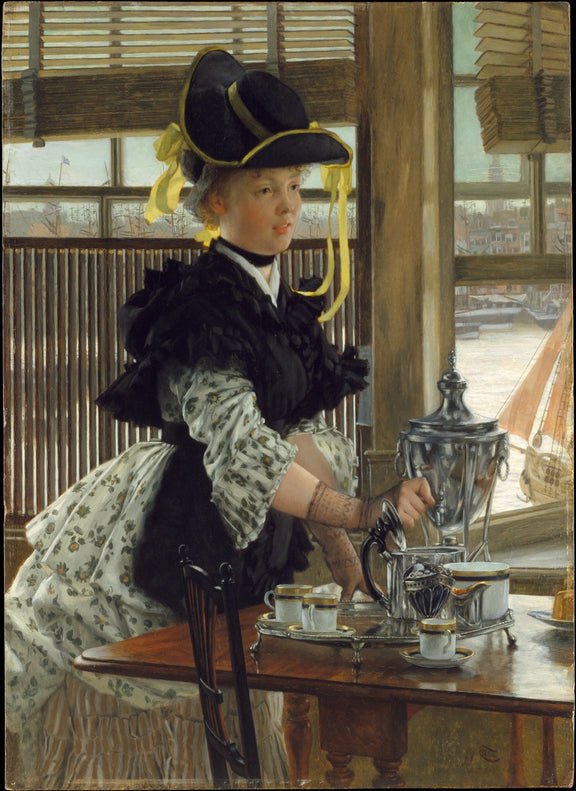 Victorian Lady Serving Tea by the Window - People Oil Painting - Oil Painting Haven