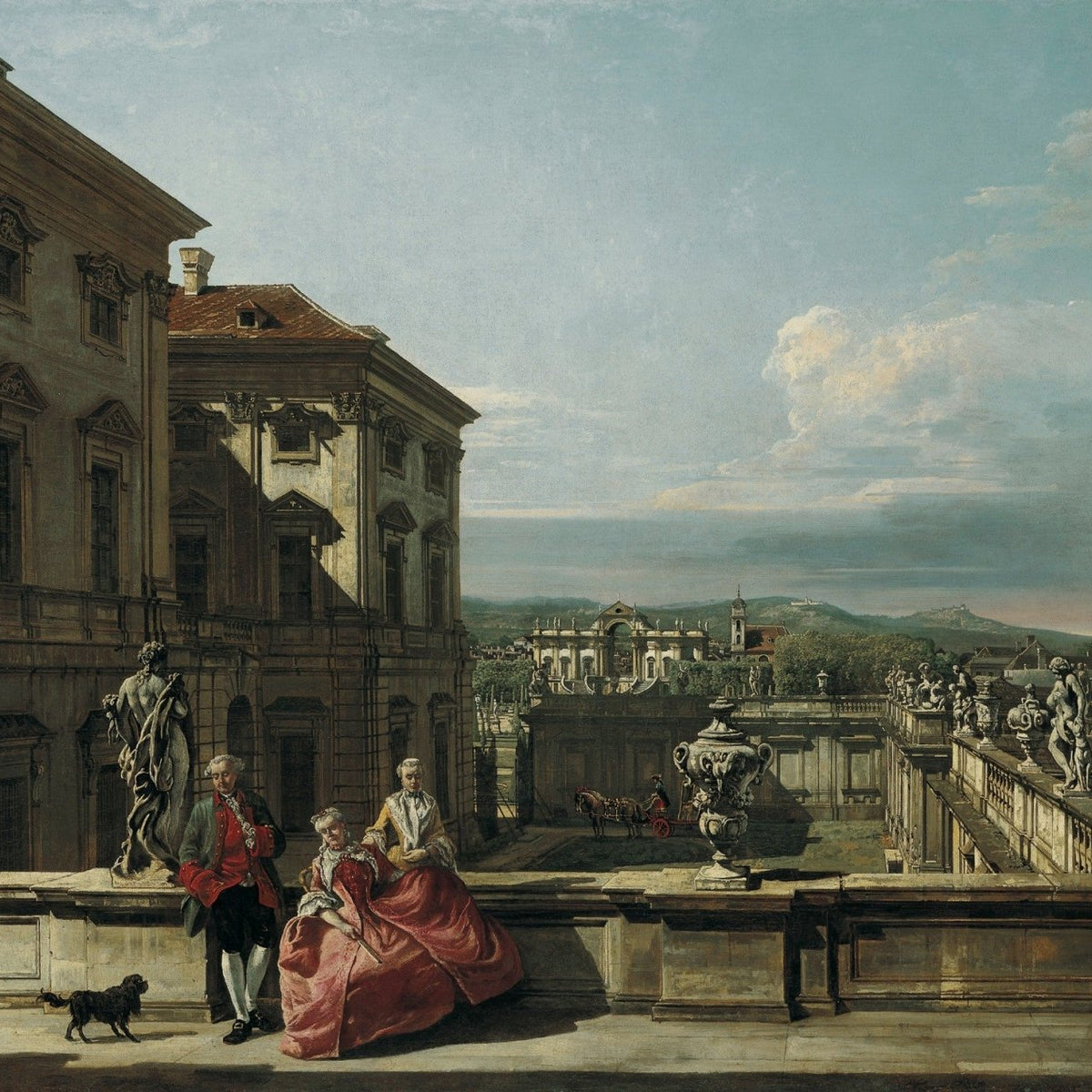 Hand-painted vienna liechtenstein palace terrace view landscape oil painting on canvas