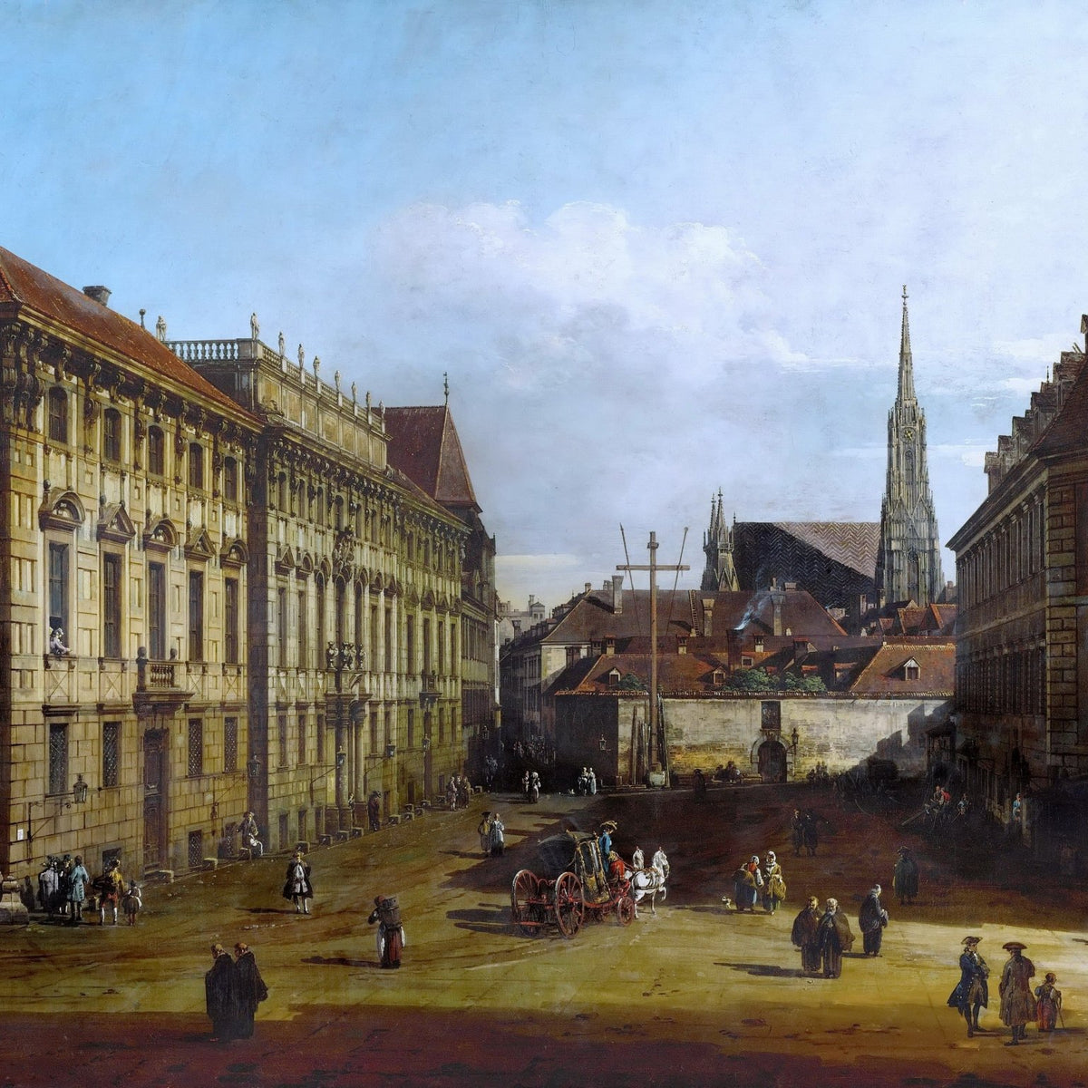 Hand-painted vienna lobkowitz square with baroque buildings landscape oil painting on canvas