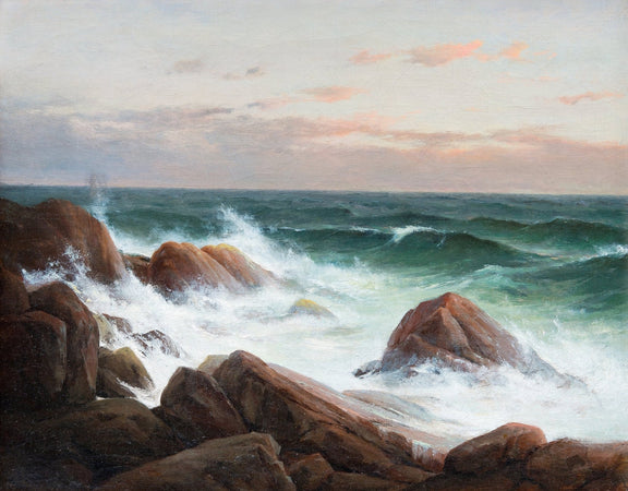 Waves Crashing on Rocky Coast – Hand - Painted Landscape Oil Painting - Oil Painting Haven