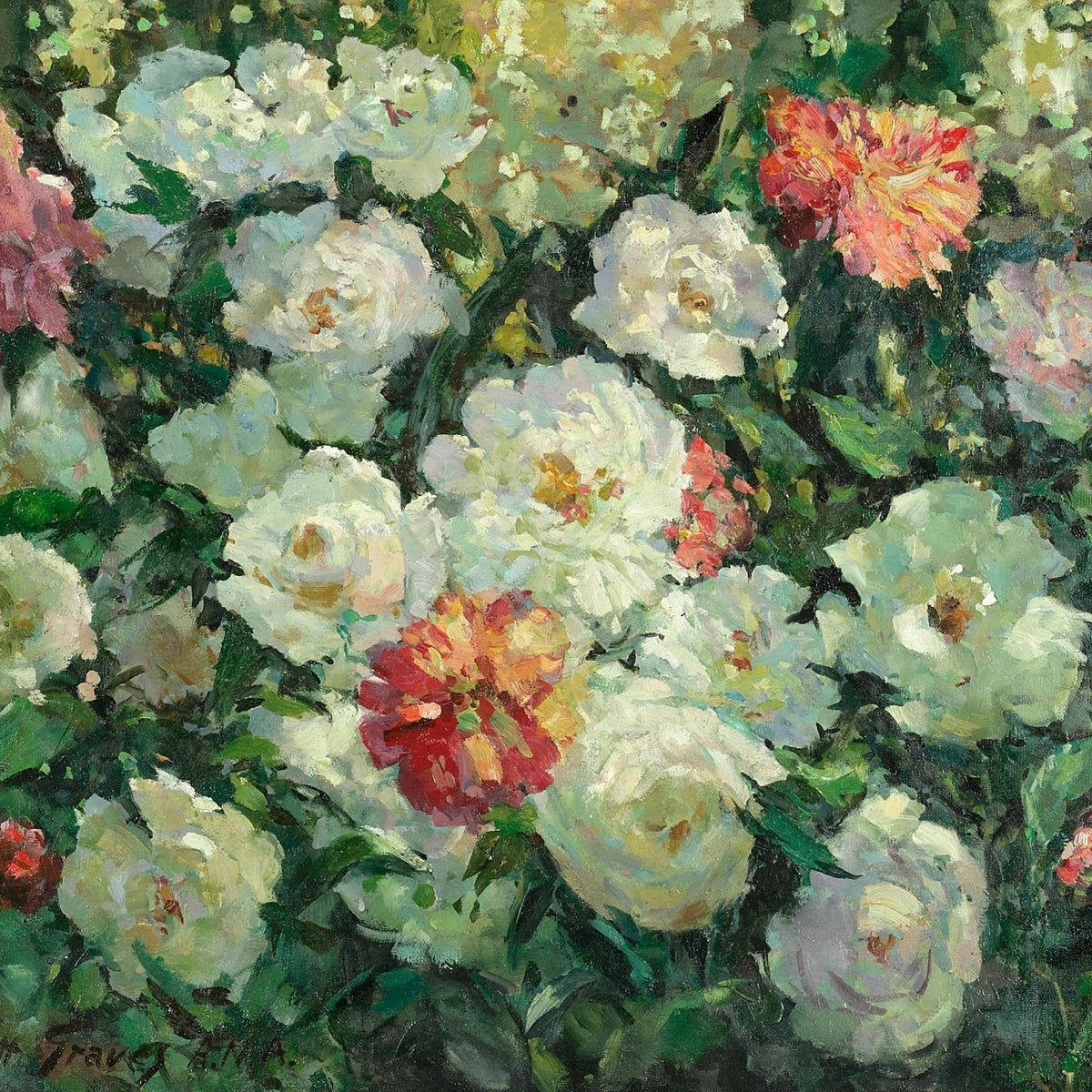 White and Pink Peony Garden Bouquet – Floral Oil Painting - Oil Painting Haven