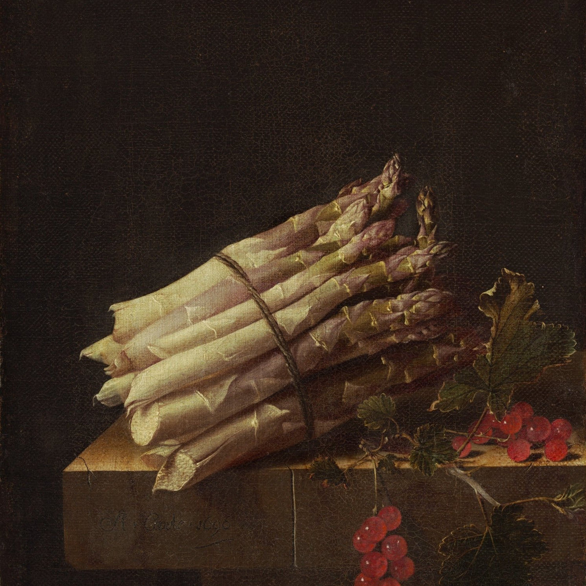 White Asparagus with Red Currants - Still Life Oil Painting - Oil Painting Haven
