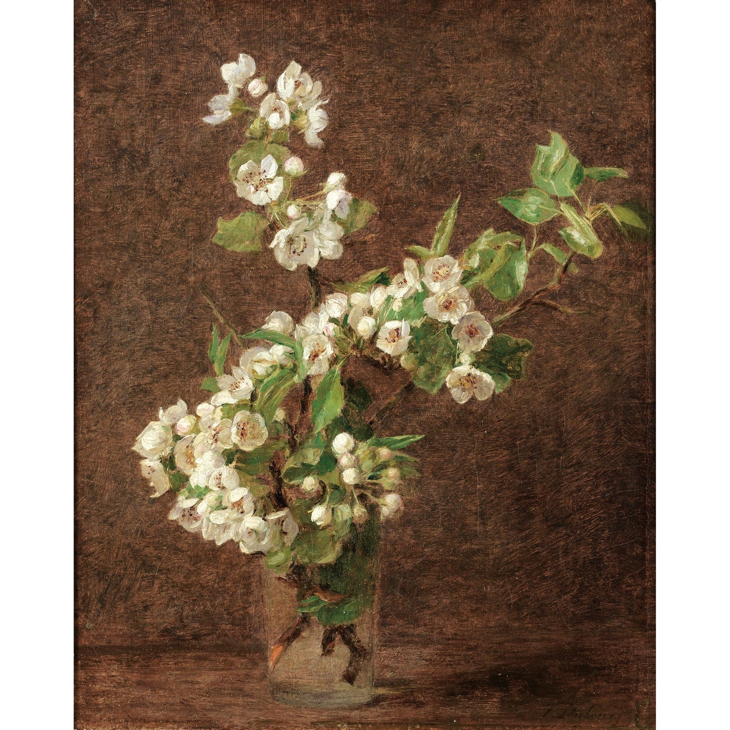 White Blossom Branch in Glass Vase– Floral Oil Painting - Oil Painting Haven