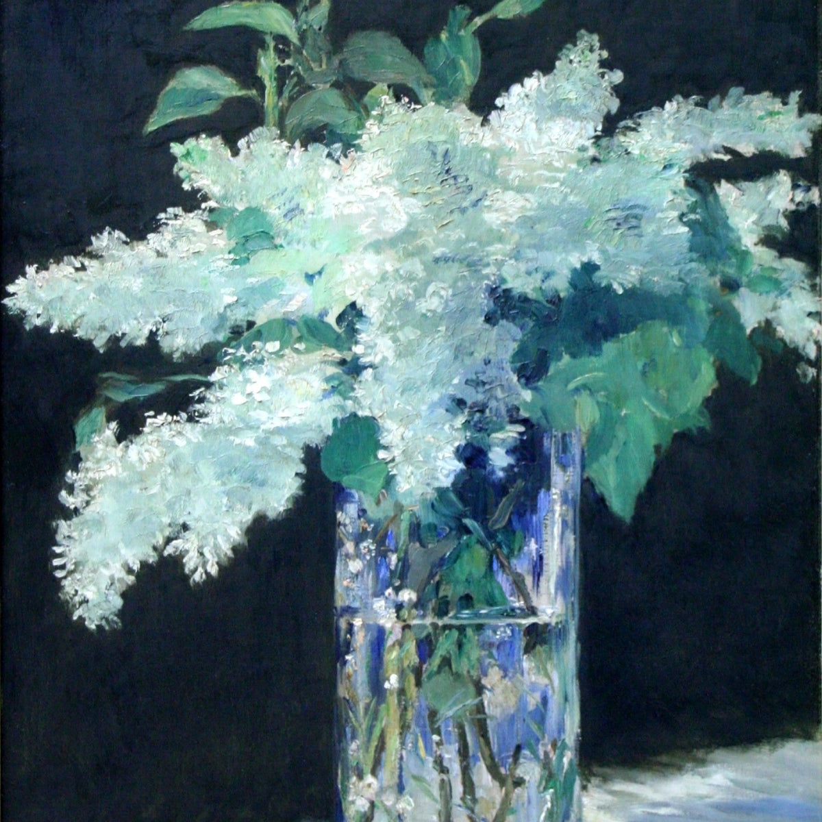 White Lilac Bouquet in Glass Vase Hand Painted - Floral Oil Painting - Oil Painting Haven