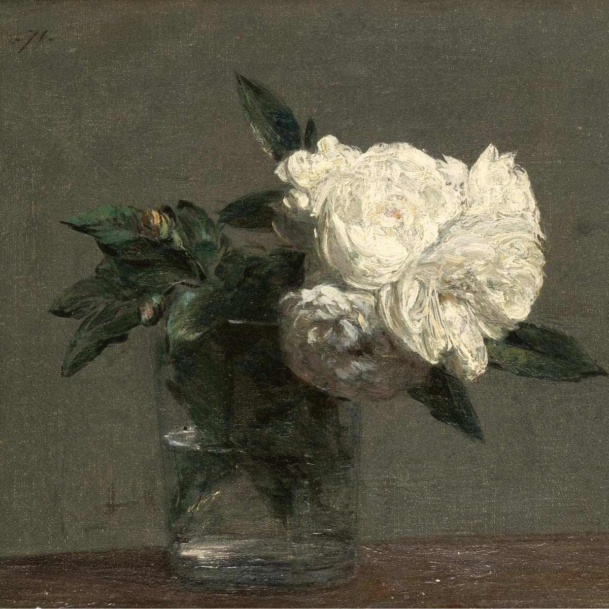 White Peony in Glass Vase Still Life– Floral Oil Painting - Oil Painting Haven