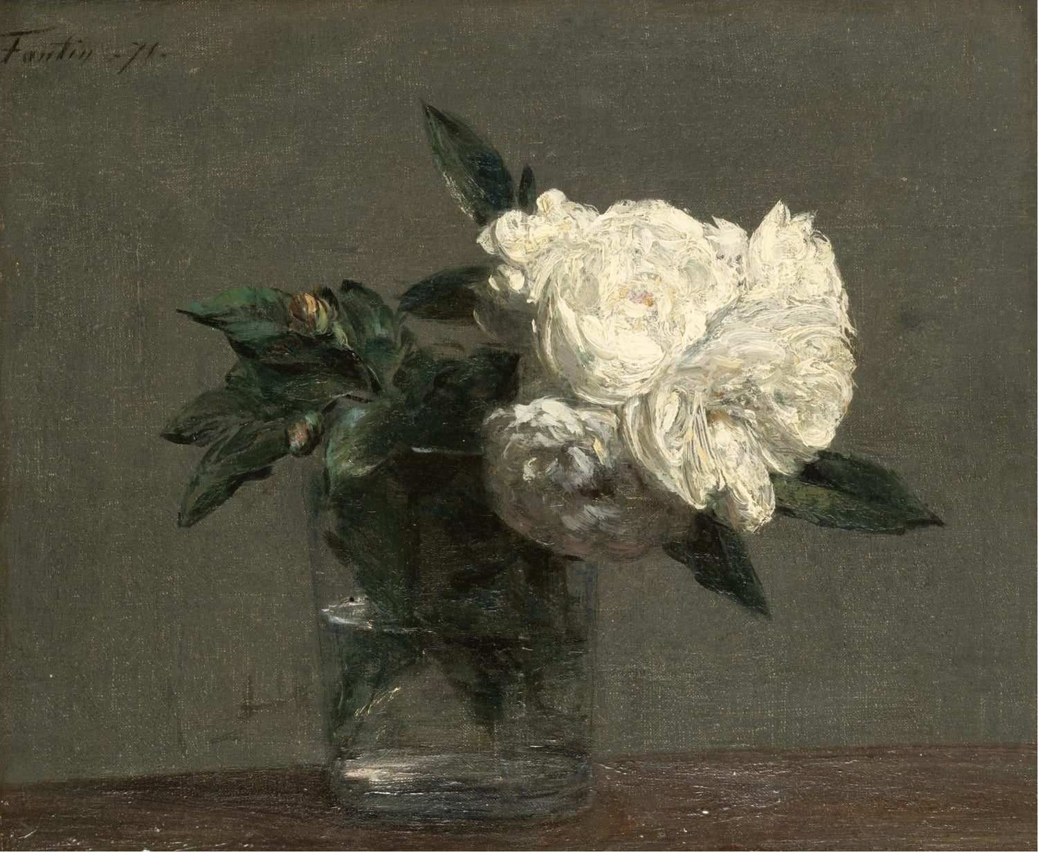 White Peony in Glass Vase Still Life– Floral Oil Painting - Oil Painting Haven