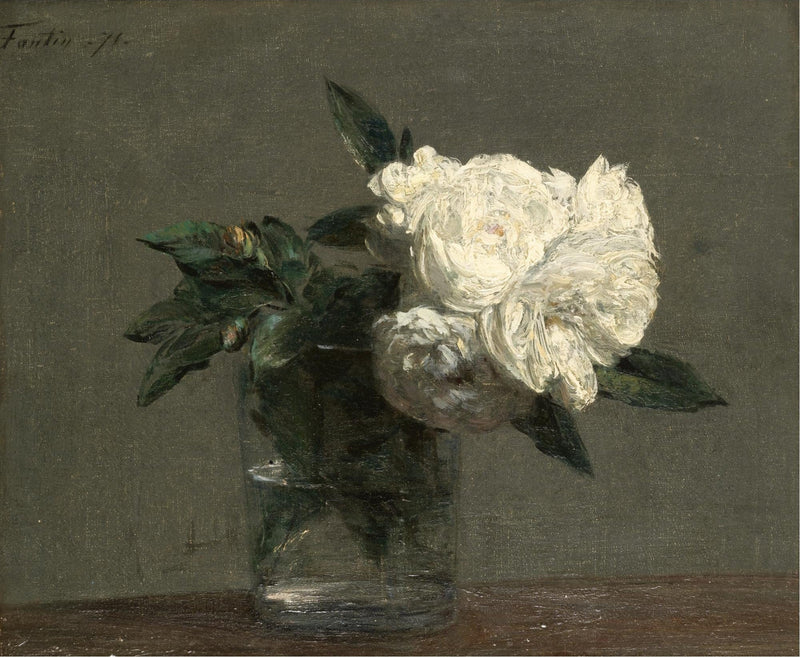 White Peony in Glass Vase Still Life– Floral Oil Painting - Oil Painting Haven