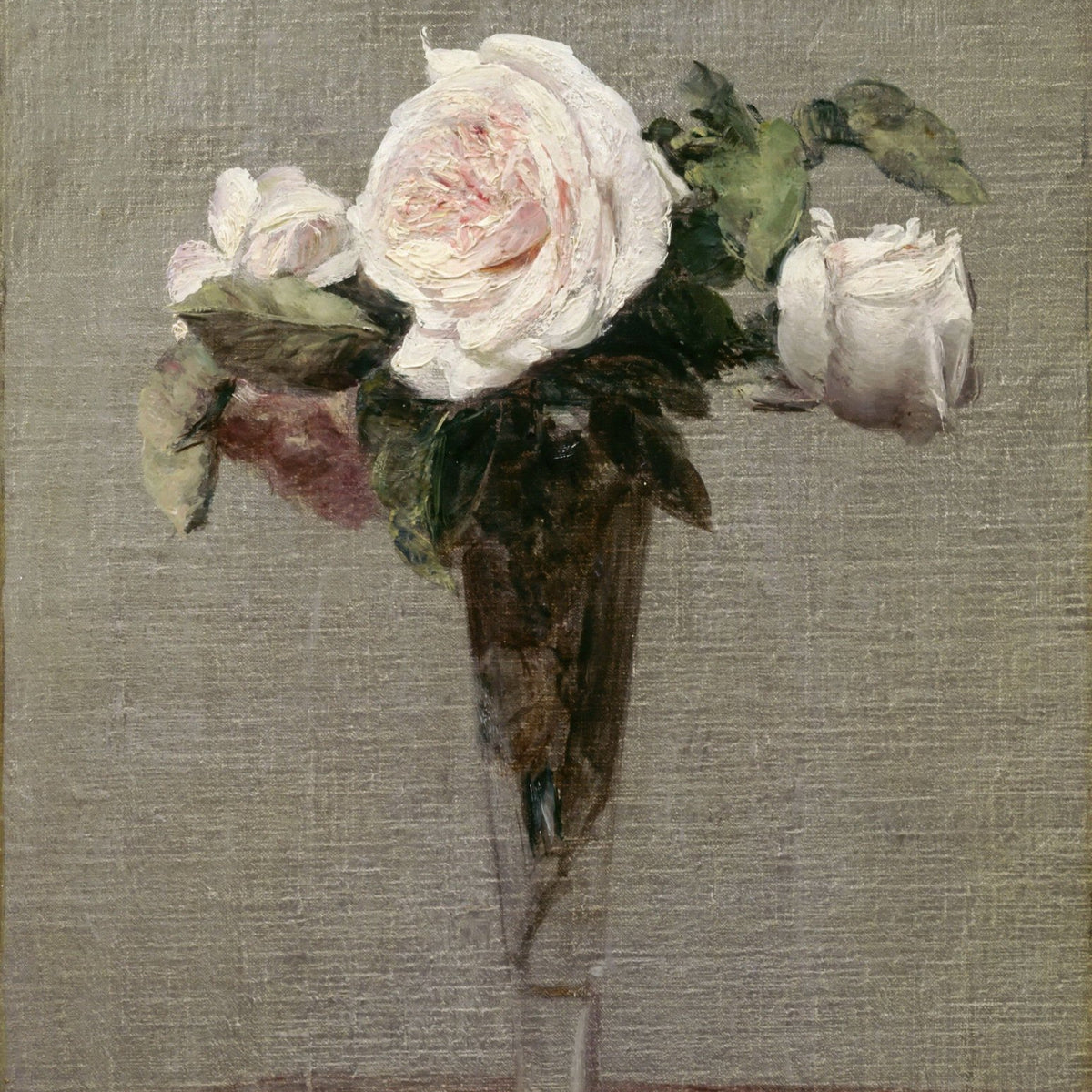 White Rose Vase Still Life Handmade Canvas – Floral Oil Painting - Oil Painting Haven