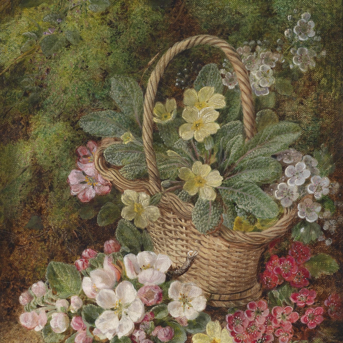 Wildflower Basket Still Life Handmade Canvas – Floral Oil Painting - Oil Painting Haven