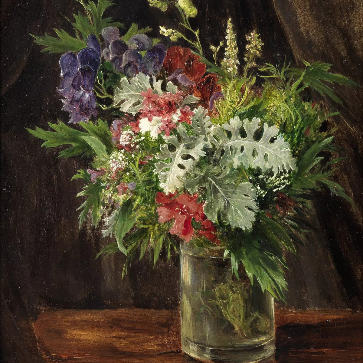 Wildflower Bouquet in Glass Jar Still Life - Floral Oil Painting - Oil Painting Haven