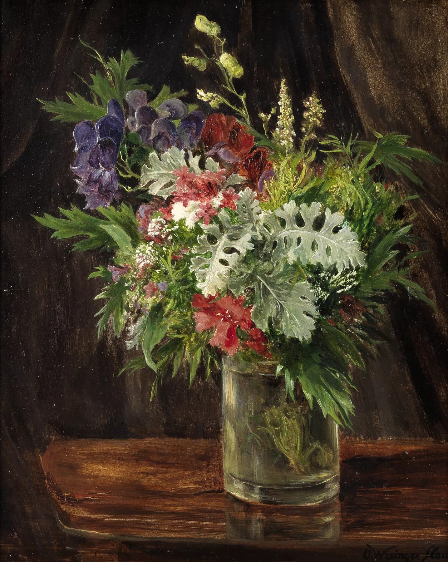 Wildflower Bouquet in Glass Jar Still Life - Floral Oil Painting - Oil Painting Haven