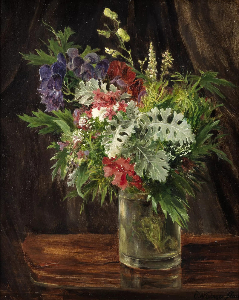 Wildflower Bouquet in Glass Jar Still Life - Floral Oil Painting - Oil Painting Haven