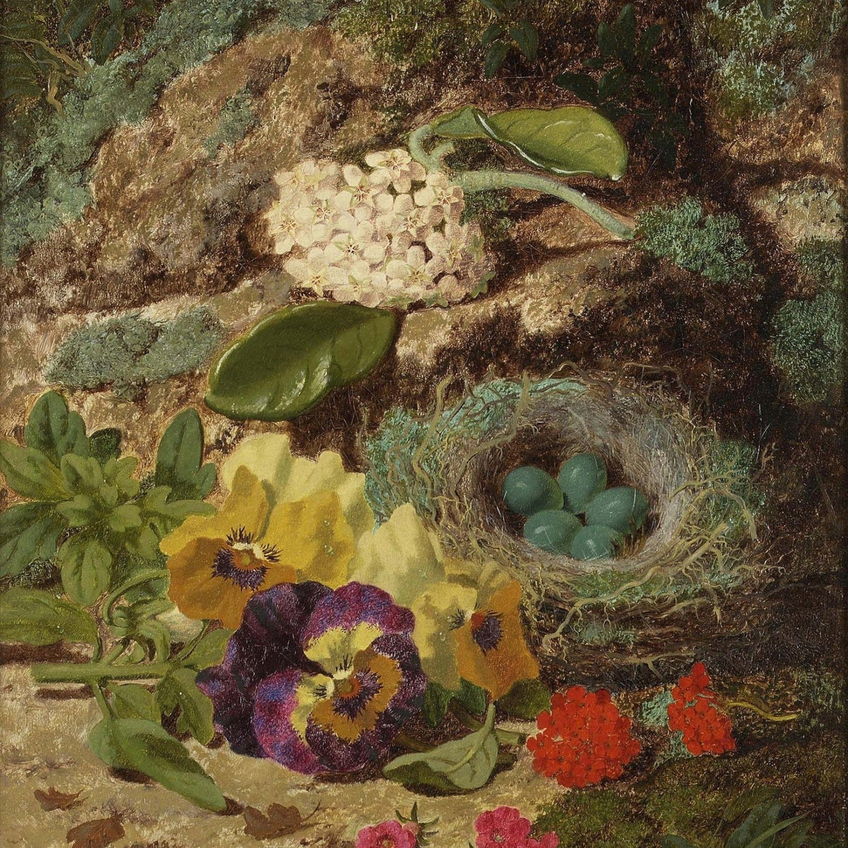 Wildflowers and Bird Nest Nature Study – Floral Oil Painting - Oil Painting Haven
