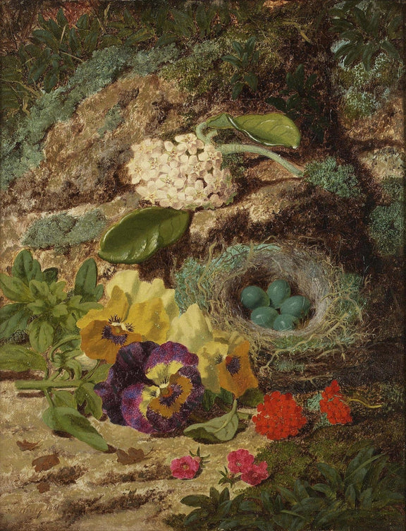 Wildflowers and Bird Nest Nature Study – Floral Oil Painting - Oil Painting Haven