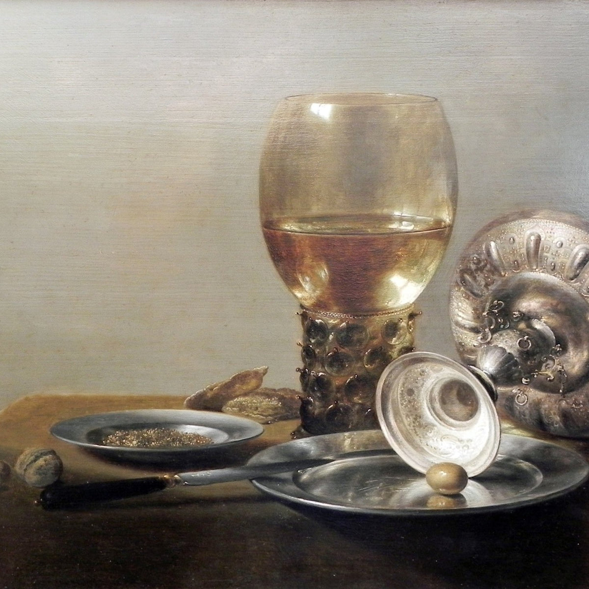 Wine Glass and Silver Plate - Still Life Oil Painting - Oil Painting Haven