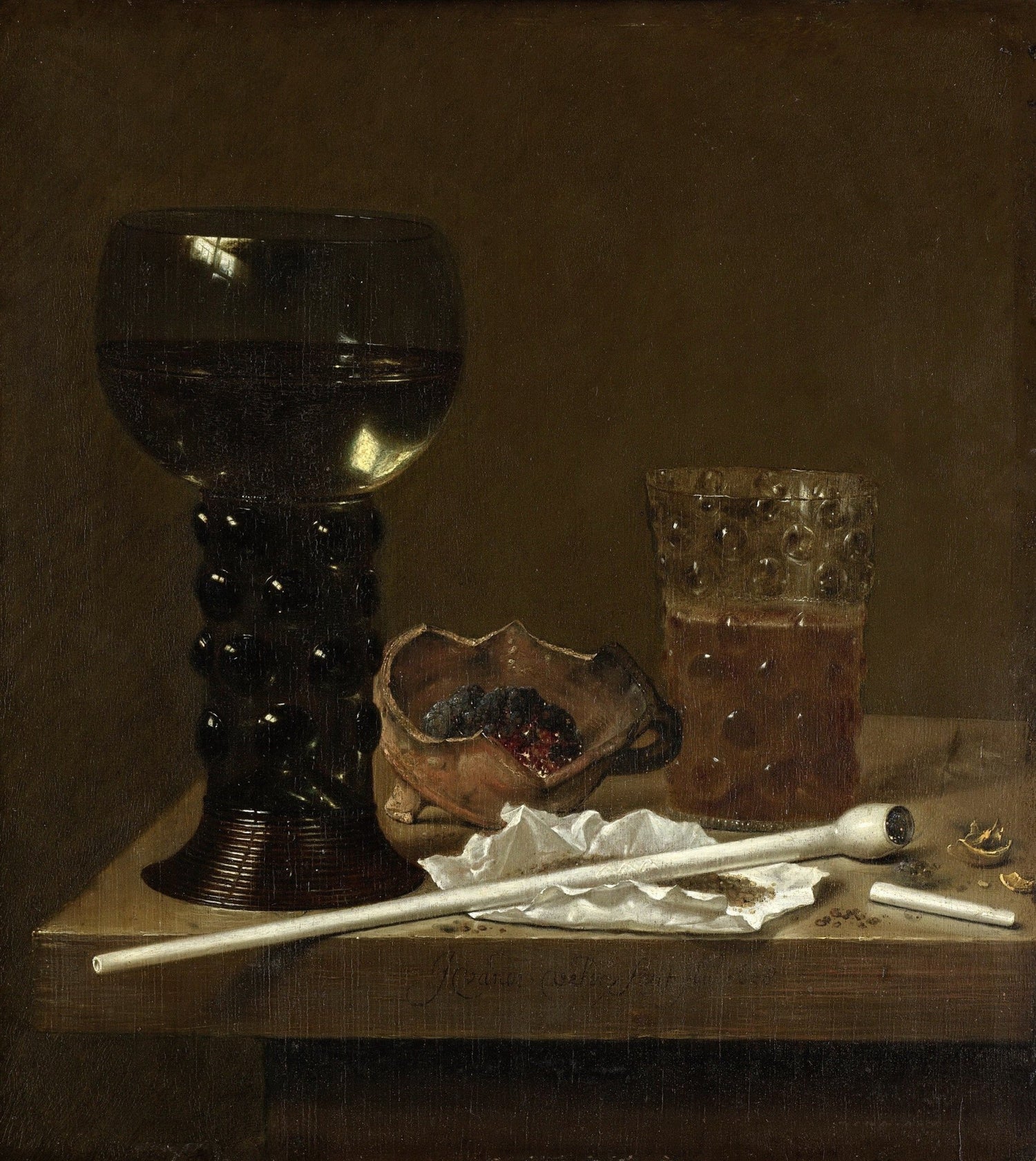 Wine Glass, Pipe and Tobacco Still Life - Still Life Oil Painting - Oil Painting Haven