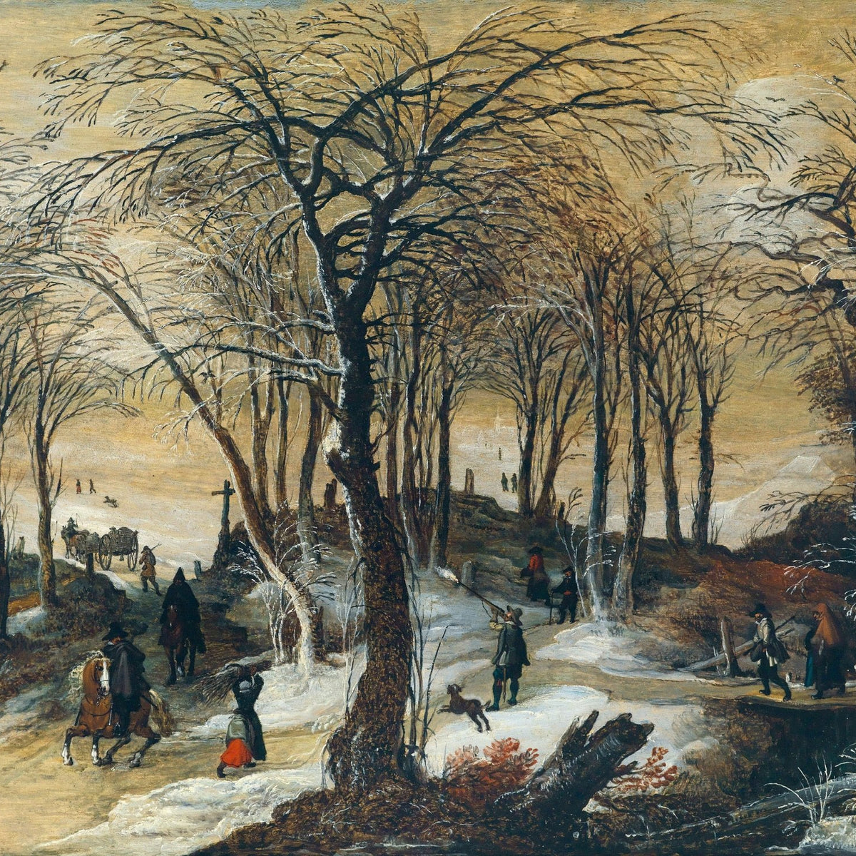 Winter Forest Path with Figures – Landscape Oil Painting - Oil Painting Haven