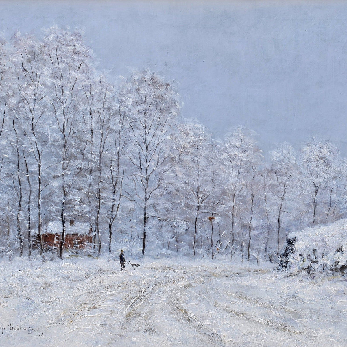 Winter Forest Walk in Snow – Hand - Painted Landscape Oil Painting - Oil Painting Haven