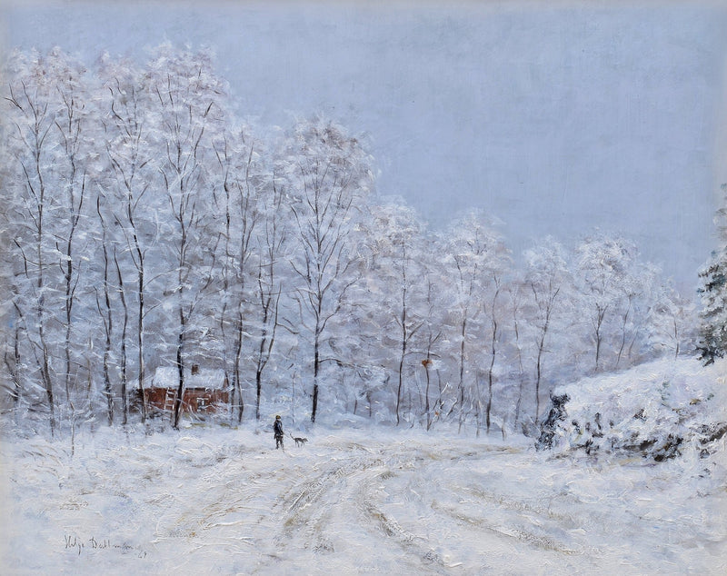 Winter Forest Walk in Snow – Hand - Painted Landscape Oil Painting - Oil Painting Haven