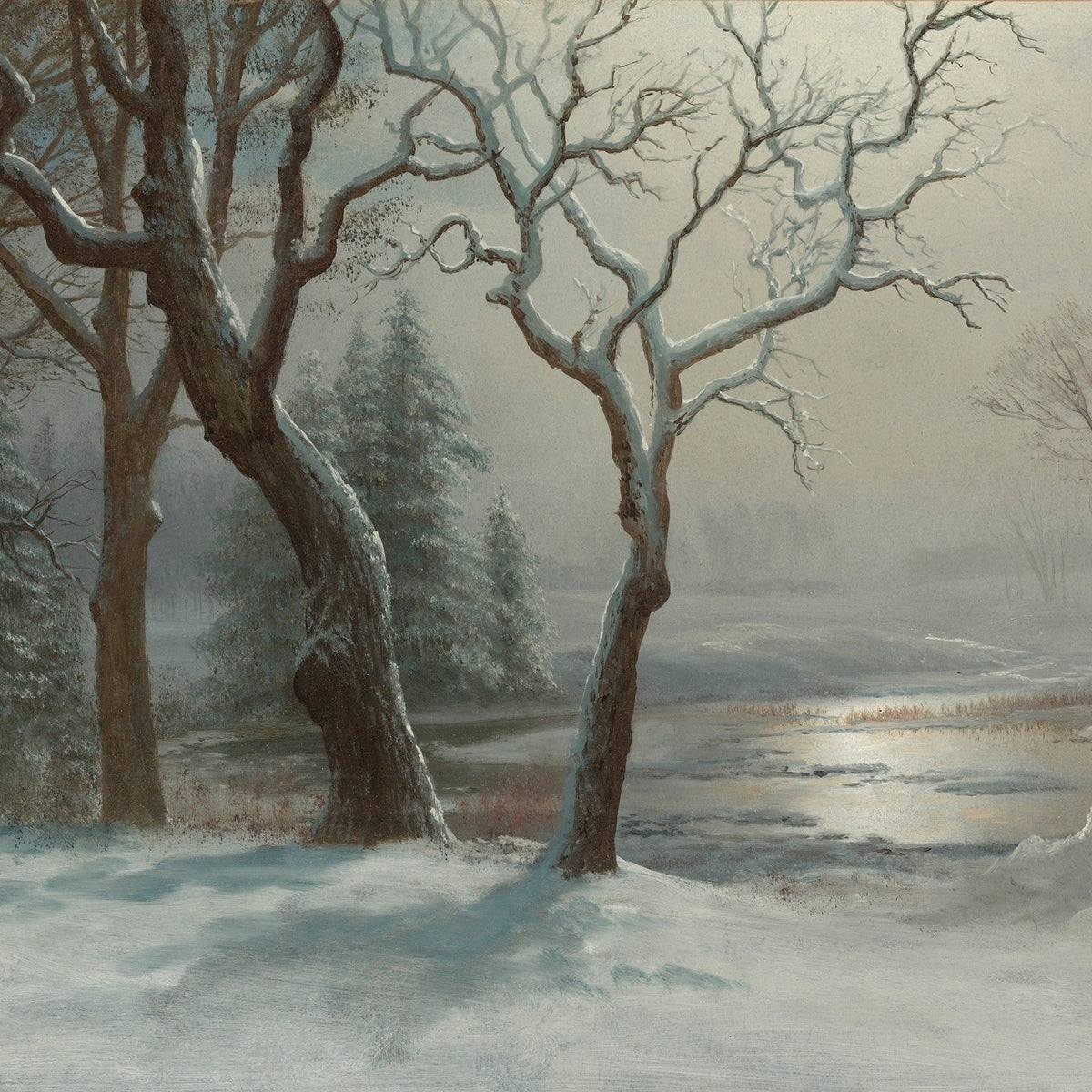 Winter River Landscape Oil Painting, Hand - Painted Snowy Forest Scene - Oil Painting Haven