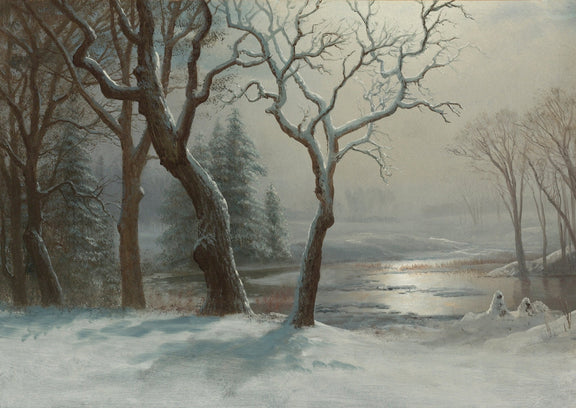 Winter River Landscape Oil Painting, Hand - Painted Snowy Forest Scene - Oil Painting Haven