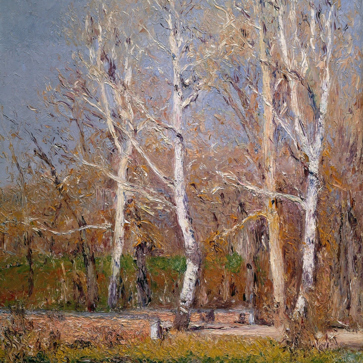 Winter Trees in a Quiet Countryside - Landscape Oil Painting - Oil Painting Haven