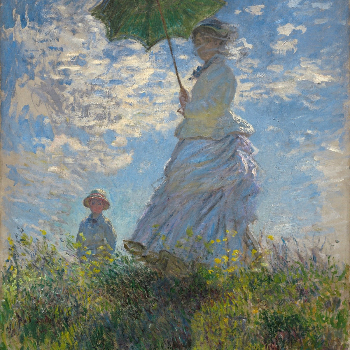 Woman with Parasol in Sunny Meadow Scene - People Oil Painting - Oil Painting Haven