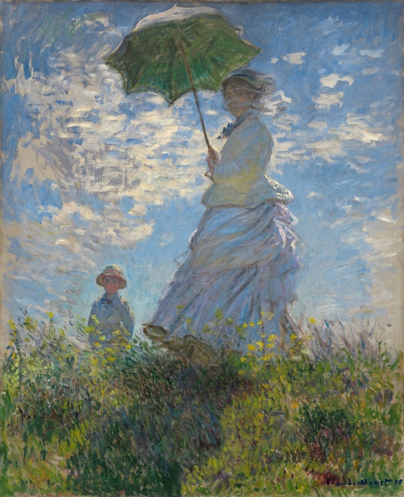 Woman with Parasol in Sunny Meadow Scene - People Oil Painting - Oil Painting Haven