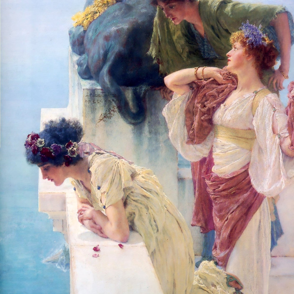 Women Overlooking the Sea by Marble Terrace - People Oil Painting - Oil Painting Haven