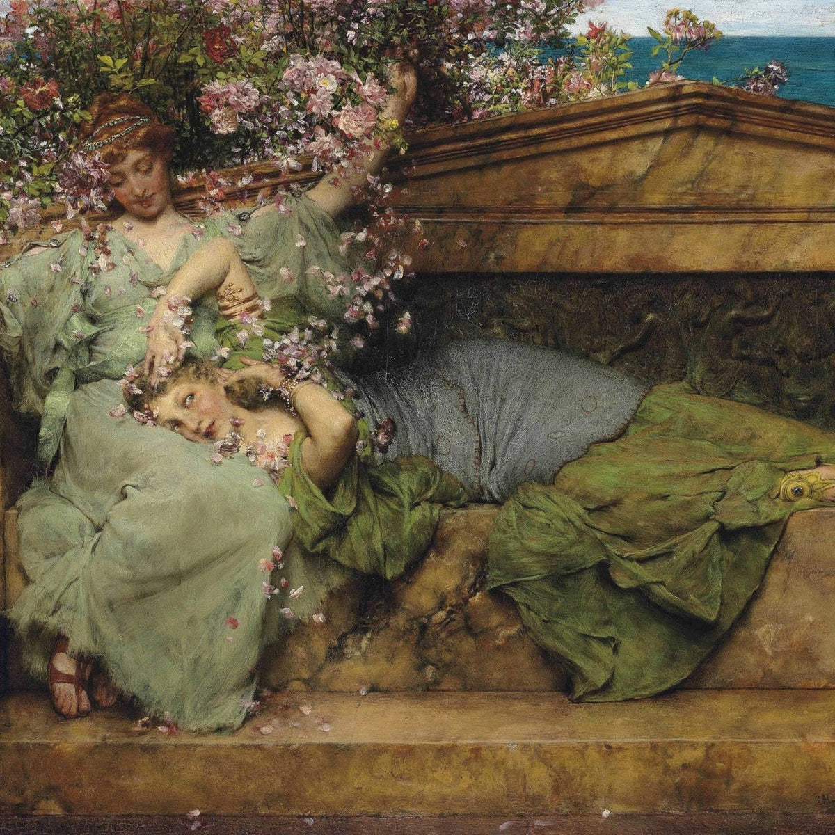 Women Resting Beneath Blossoming Garden - People Oil Painting - Oil Painting Haven