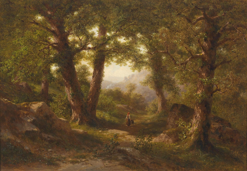 Woodland Path Beneath Ancient Trees – Landscape Oil Painting - Oil Painting Haven