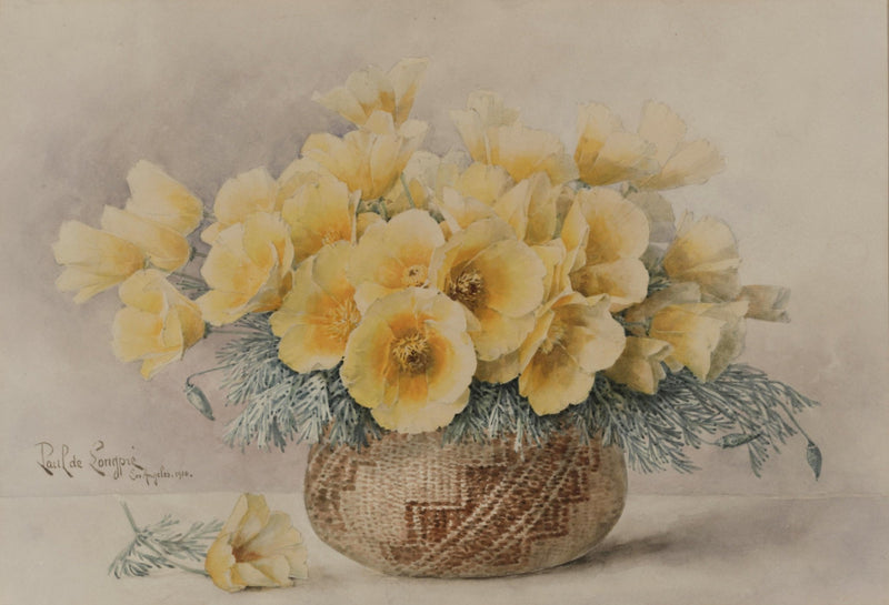 Yellow Poppy Bouquet in Decorative Vase – Floral Oil Painting - Oil Painting Haven