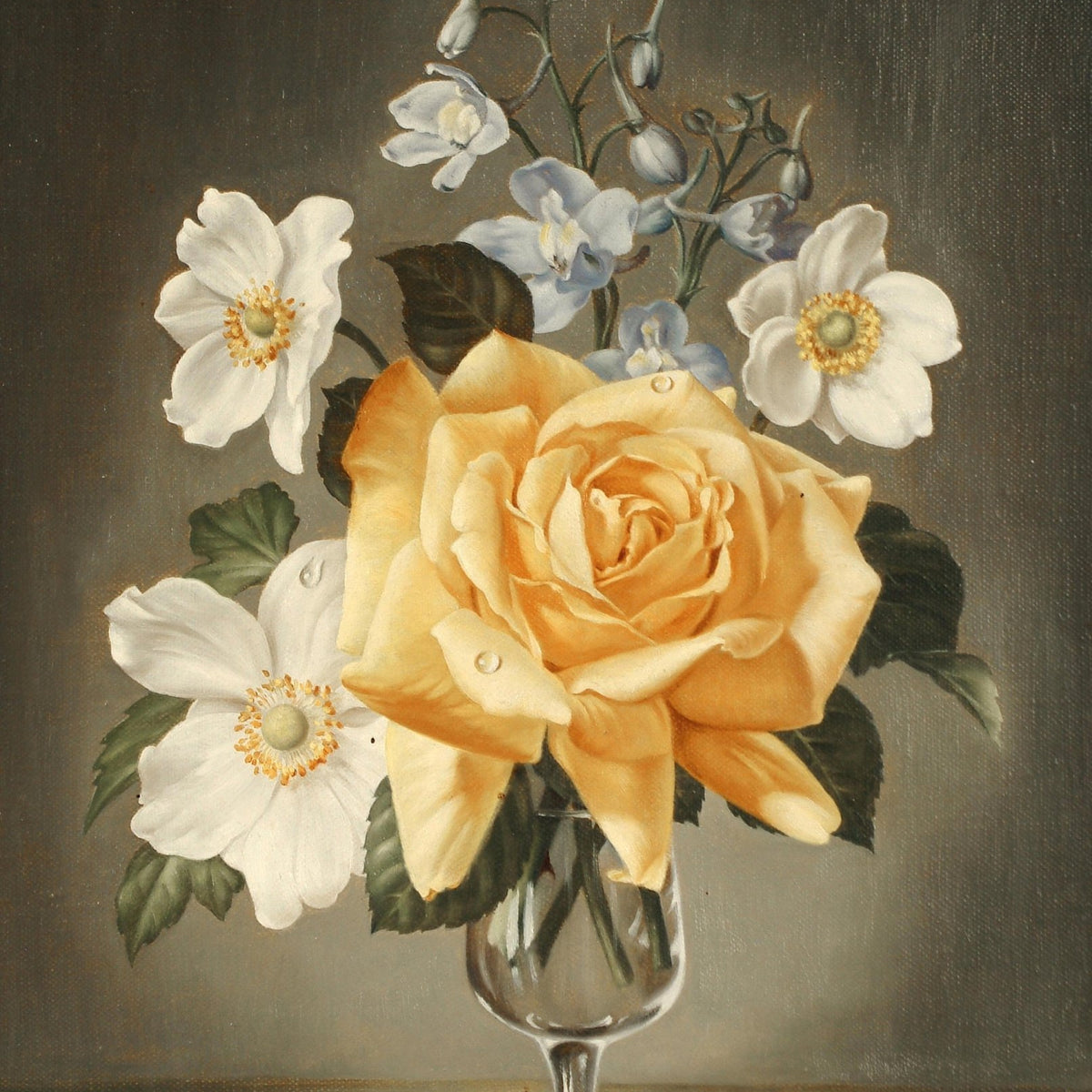 Yellow Rose in Glass Vase Still Life Art – Floral Oil Painting - Oil Painting Haven