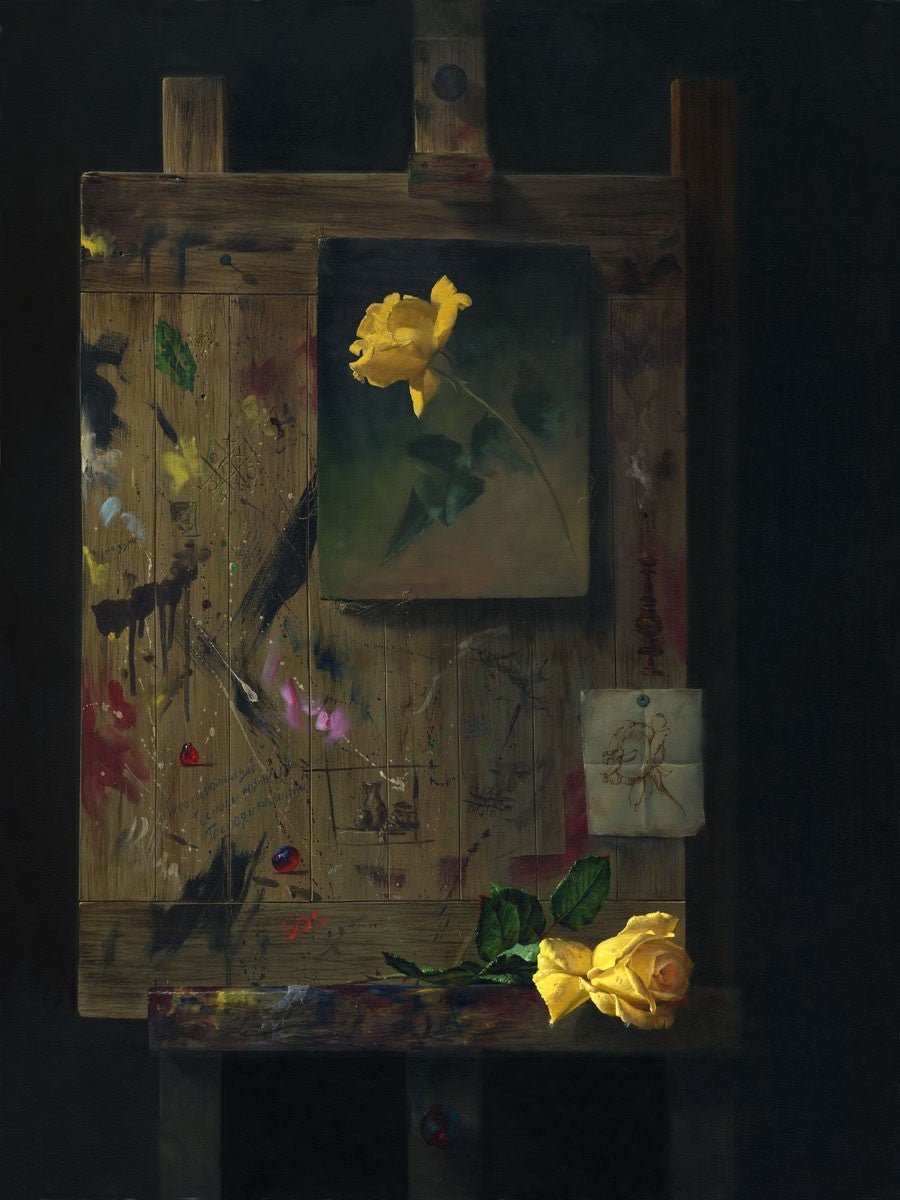 Yellow Rose on Artist Easel Still Life– Floral Oil Painting - Oil Painting Haven