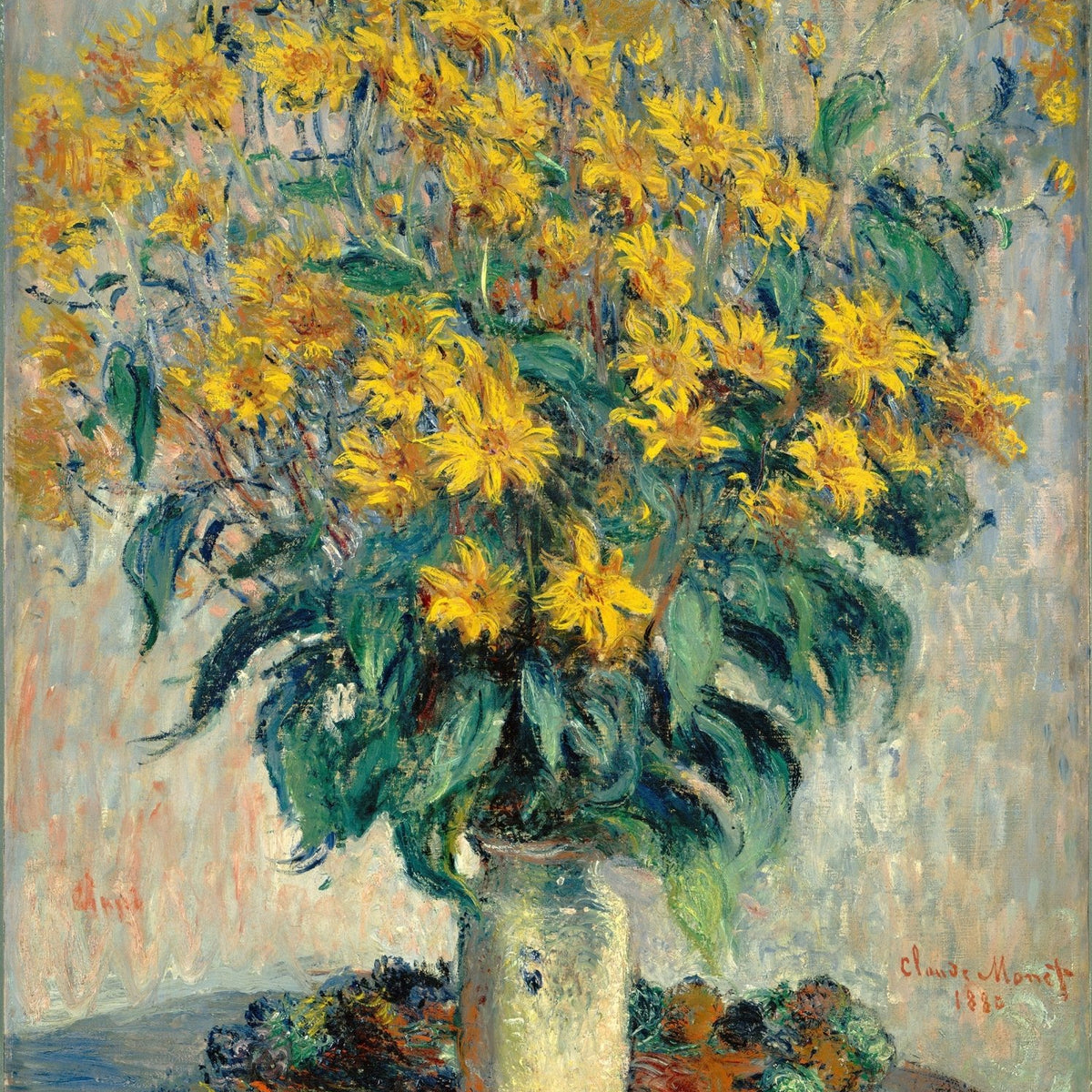 Yellow Wildflowers in Vase Impressionist Still Life - Floral Oil Painting - Oil Painting Haven
