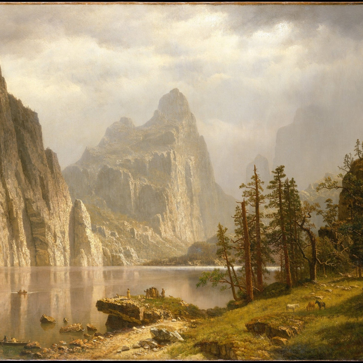 Yosemite Valley and Merced River Mountain View - Landscape Oil Painting - Oil Painting Haven