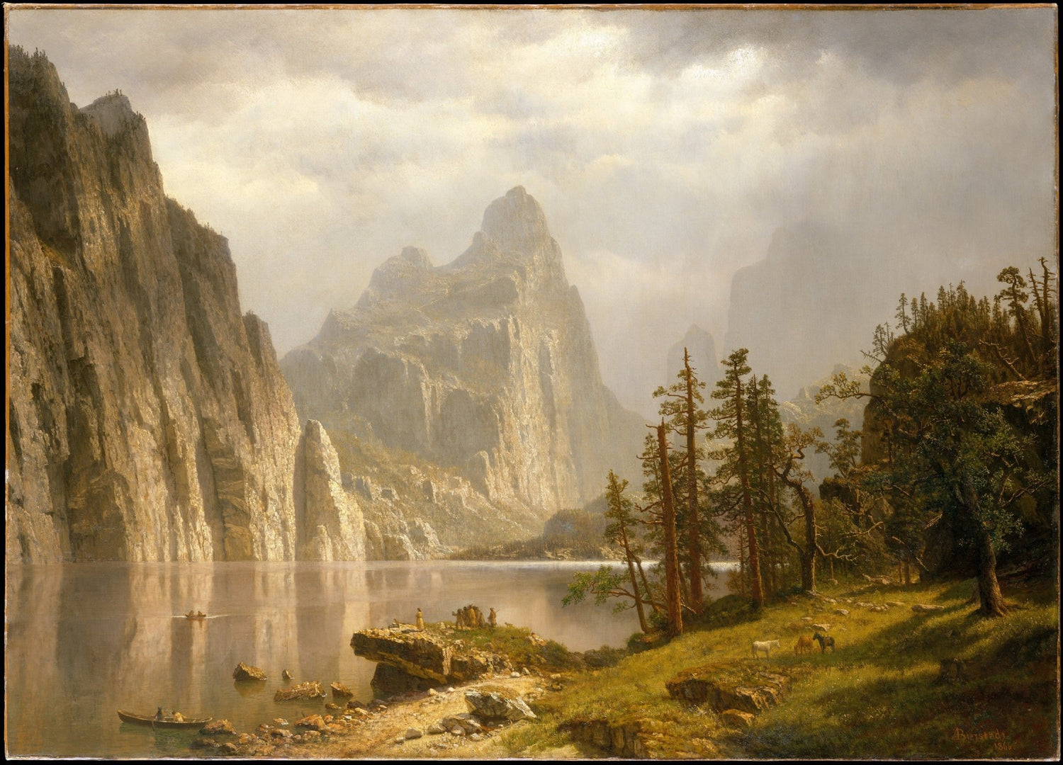 Yosemite Valley and Merced River Mountain View - Landscape Oil Painting - Oil Painting Haven